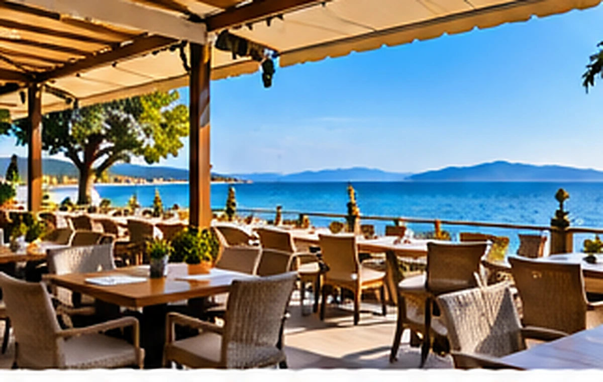 Deniz manzaralı kafe ve dinlenme alanı